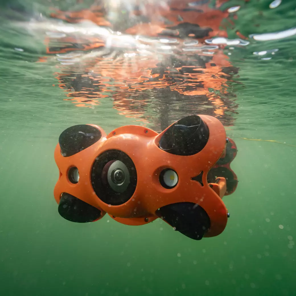 Chasing M2 Pro underwater ROV submerged on inspection